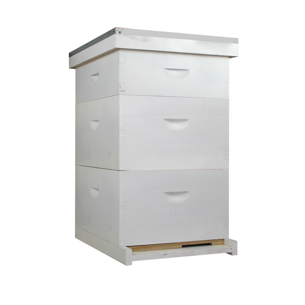 NuBee 10-Frame Complete Beehive Kit – Fully Assembled & Painted (2 Deep + 1 Medium Boxes) with Frames & Wax-Coated Foundations | Langstroth Hive
