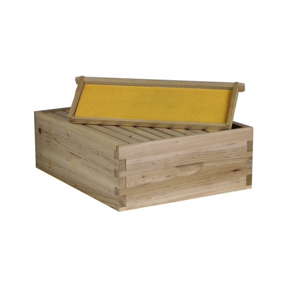 10 Frame Medium Honey Super Box w/ Dovetail Joints (Fully Assembled w/ Frames and Foundations)