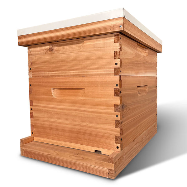 Premium Cedar Wood Beehive: Sustainable, Handcrafted Hive for Beekeeping Enthusiasts - Enhance Your Apiary Today, Made in USA by Galena Farms. Includes 1 Deep Brood and 1 Medium Super Box.