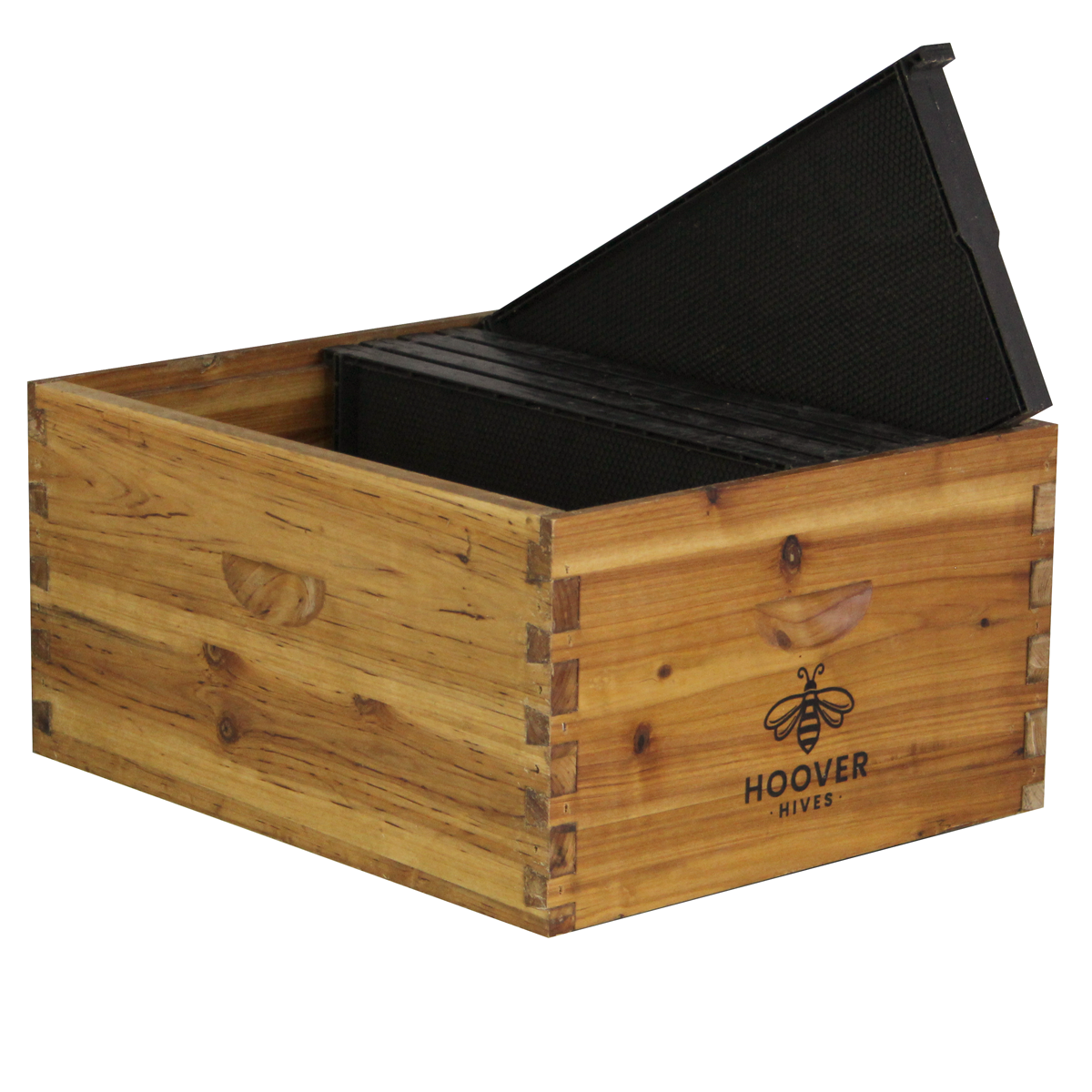 Hoover Hives Wax Coated Deep Brood Box -Size 10 Frame, But Is Nuc-Ready So It Comes With 5 Food Grade Black Plastic Frames